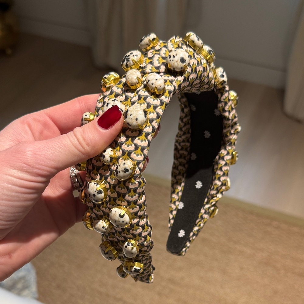 Lele Sadoughi Beaded Headband - Gold, pink and Black